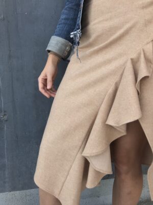 Handmade ruffle wrap skirt - beige - detail