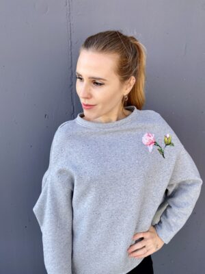 Organic Sweater - Magnolia Embroidery - Grey